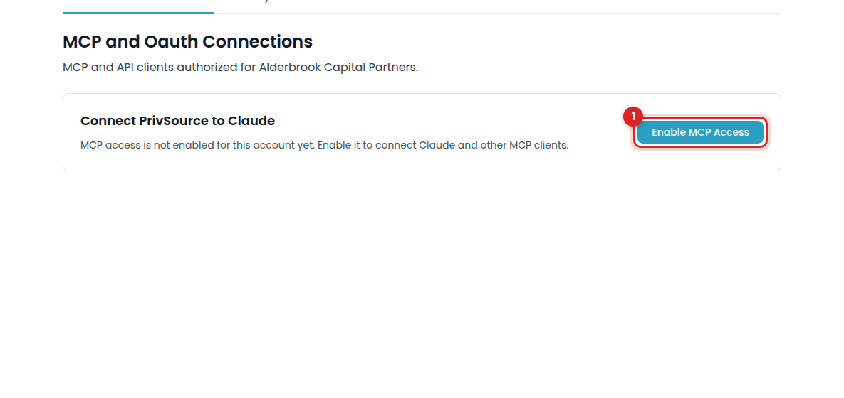 Connect to Claude with Enable MCP Access marked