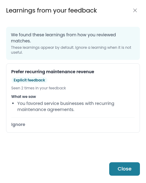 Mandate learnings with the Ignore control